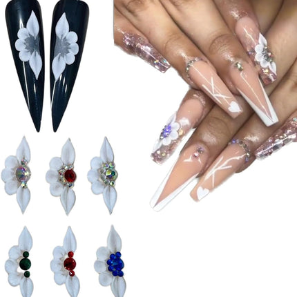 SourceToHome FuenteACasa Set 10Pcs 3D Flowers Nails Charms With Rhinestone Gems Handmade by Acrylic — Home & Lifestyle