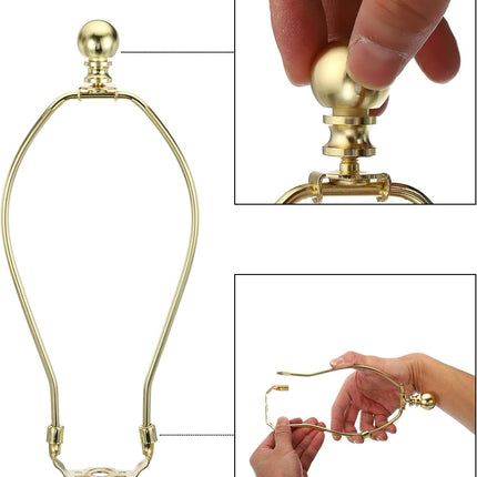 9.5 Inch Gold Tone Lamp Harp Kit with Finial, 2 Set
