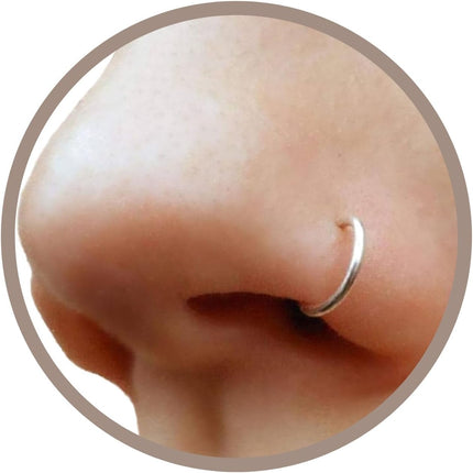 925 Sterling Silver Faux Clip-On Nose Ring, 20g Tiny Non-Piercing Huggie Hoop