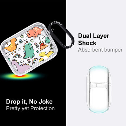Dinosaur Land Clear Protective Earbud Case with Metal Ring