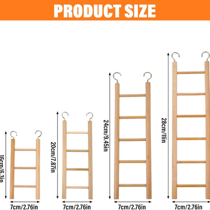 4-Piece Natural Pine Wood Bird Ladder Set for Cages