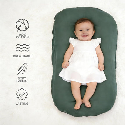 Infant Support Cushion with Muslin Cover - White