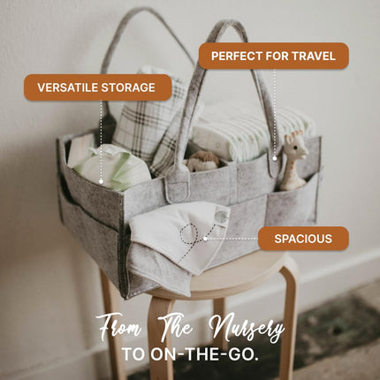 Diaper Caddy - Nursery Storage Bin and Car Organizer for Diapers and Baby Wipes - Oatmeal, Regular