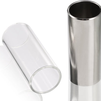 2-Piece Glass and Stainless Steel Guitar/Bass Slide Set, Medium 6 cm