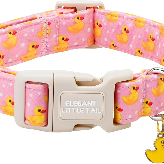 Rubber Duck Print Adjustable Cotton Dog Collar for Medium Dogs