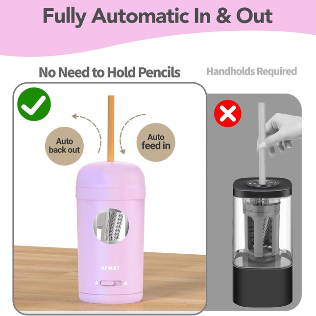 Purple Fully Automatic Electric Pencil Sharpener for 7-8mm Pencils