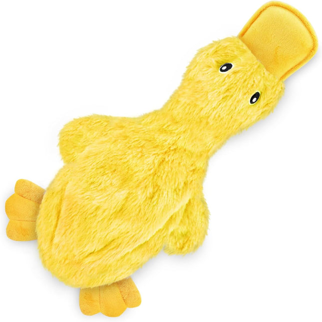 Interactive Squeaky Crinkle Duck Dog Chew Toy, Yellow, Large