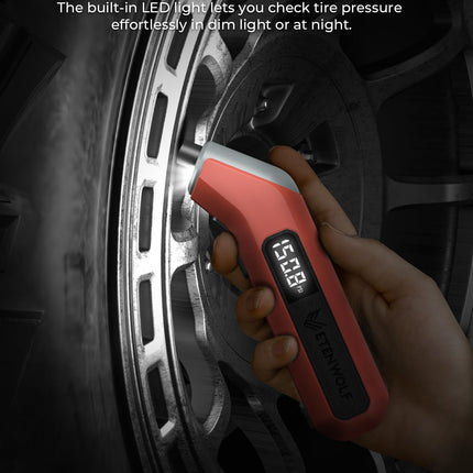 Digital Tire Pressure Gauge, 3-200 PSI, Industrial Accuracy, Vivid Orange