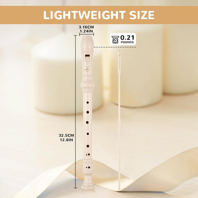 Beige Soprano Recorder 8-Hole C Key Instrument for Kids Beginners