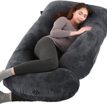57 Inch Full Body Pregnancy Pillow with Washable Velvet Cover