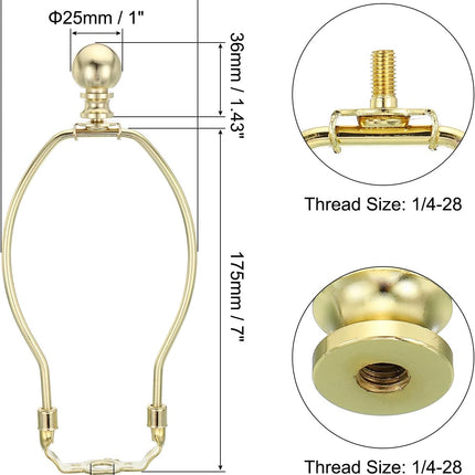 7 Inch Gold Tone Lamp Harp Kit with Finial