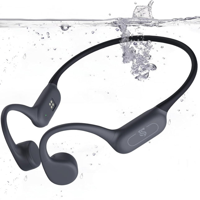 Gray IPX8 Waterproof Open-Ear Bone Conduction Headphones
