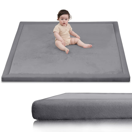 Ultra Soft 1.3 Inch Thick Baby Play Mat, 50 x 50, Dark Grey
