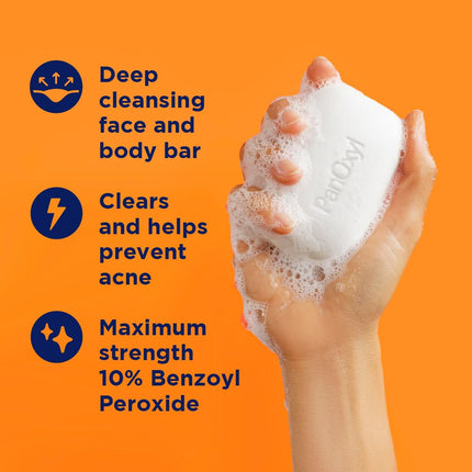 10% Benzoyl Peroxide Acne Treatment Bar for Face, Chest and Back, 4 oz
