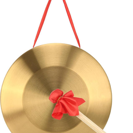 12.6 Inch Copper Alloy Gong with Beater and Red Hanging Ribbon