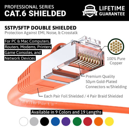 Booted 6 FT - Orange - Professional Series - 10Gigabit/Sec Network/High — Smart Tech