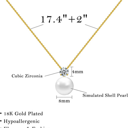 Single Pearl Necklace Birthday Gift for Mom