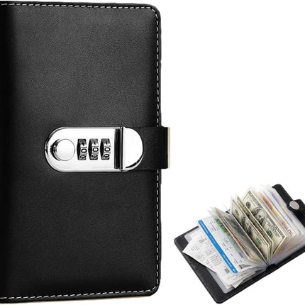100 Envelope Savings Challenge Book with Password Lock, Black A5 Budget Binder