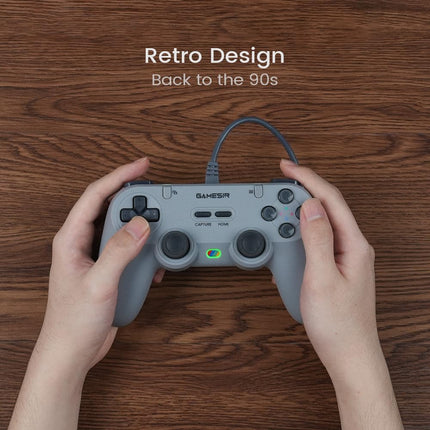 Retro Gray Wired Game Controller with Hall Effect Sticks