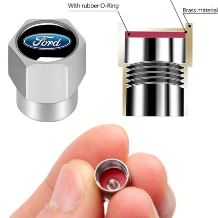 Silver Metal Tire Valve Stem Caps, 4 Pack
