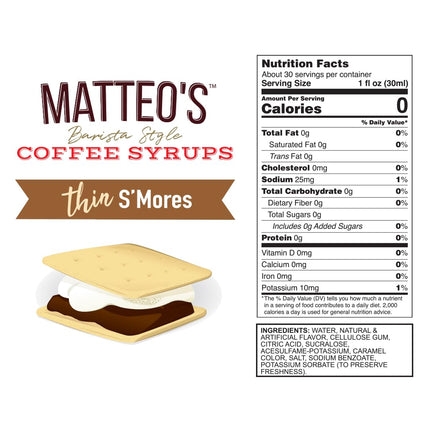 S'mores Sugar-Free Syrup for Coffee & Desserts, 33.8 oz