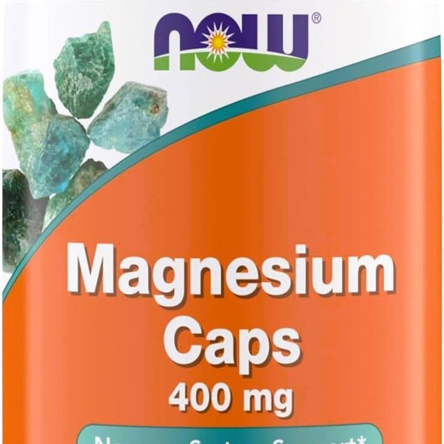 NOW Foods Magnesium 400mg — 360 Veg Capsules, Enzyme & Nerve Support - view 1