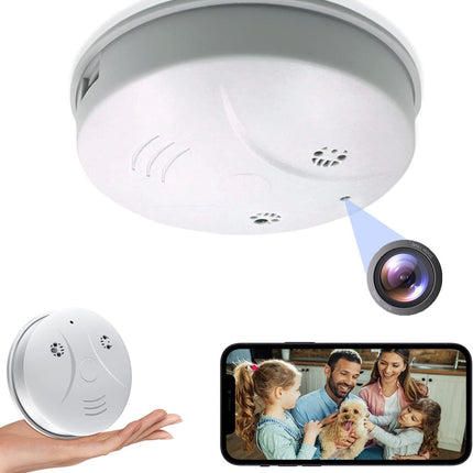 SourcetoHome 1080P WiFi Hidden Camera, Smoke Detector Spy Cam with Motion Detection, Loop Recording, No Audio - Indoor Home Security Cameras for Baby & Pet No SD Card No Smoke Detector Function - General - front view