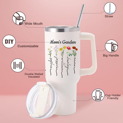 HomeChef ChefDelHogar Elemtansy Mothers Day Personalized Mom Tumbler with Kids Names — Kitchen & Home