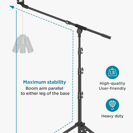 Microphone Stand, Tripod Boom Arm Floor Mic Stand