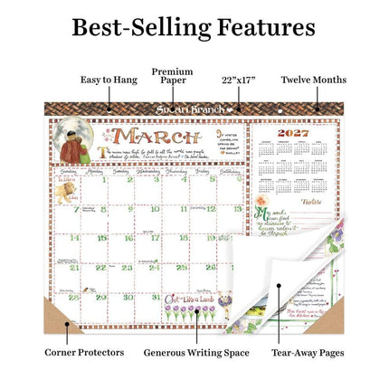 SourceToHome FuenteACasa Cal 2027- Susan Branch Large Desk Pad Monthly Blotter — Home & Lifestyle