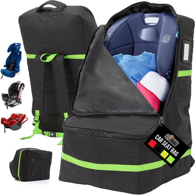 Tear and Water Resistant Padded Car Seat Travel Bag, Green