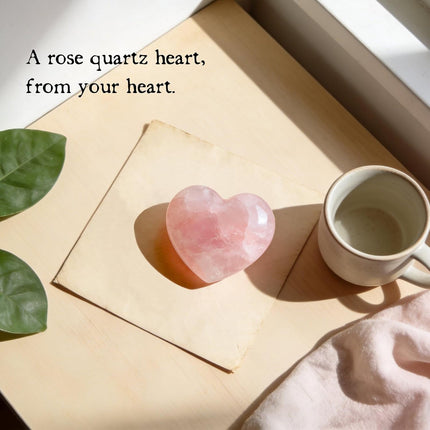 My Rock Rose Quartz Heart Pocket Hug Gift for Girlfriend