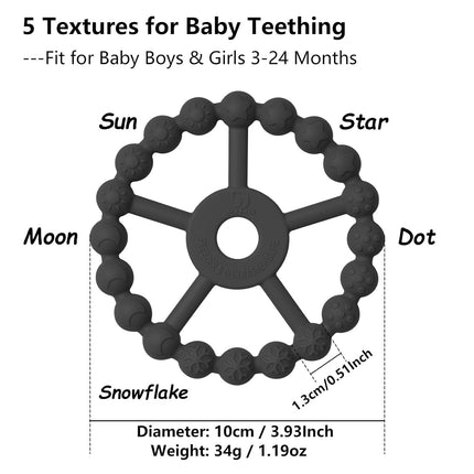 3 Pack Silicone Ring Teether Toys for Babies
