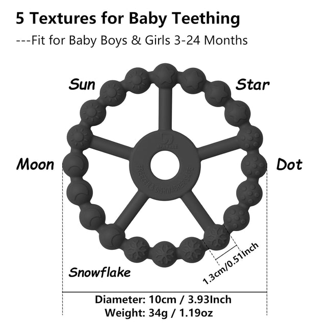 3 Pack Silicone Ring Teether Toys for Babies