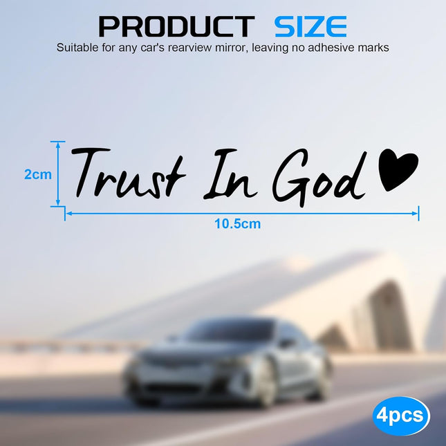 4-Piece Black Trust in God Car Decal Set