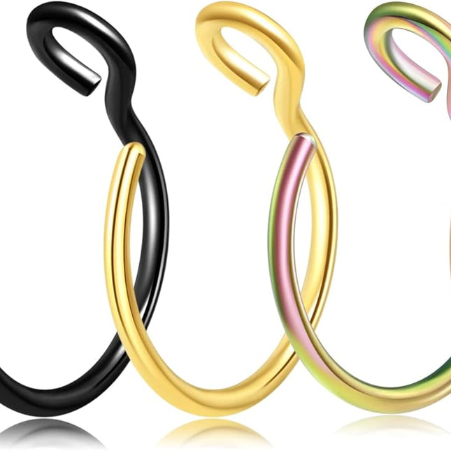 Faux Clip-On Nose, Septum, Lip & Cartilage Hoop Jewelry Set