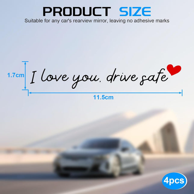 4-Piece I Love You Drive Safe Rearview Mirror Car Decal Set