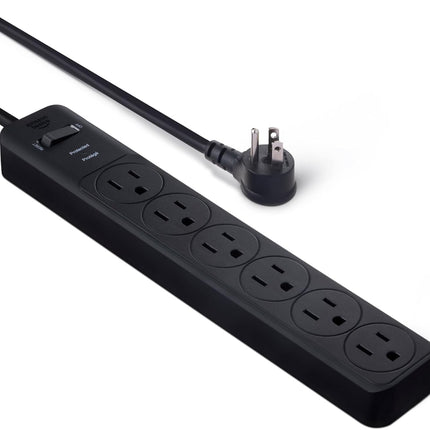 6-Outlet Surge Protector Power Strip, 790 Joules, 6 ft Cord, Black