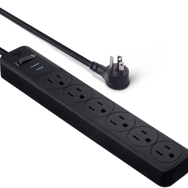 6-Outlet Surge Protector Power Strip, 790 Joules, 6 ft Cord, Black