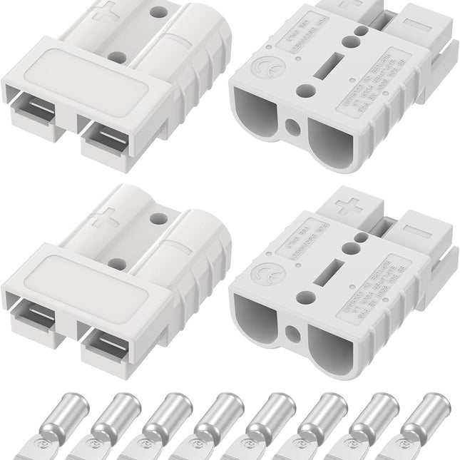 50A 600V Battery Quick Connect/Disconnect Plugs for 6-12 AWG Cables, Gray, 4 PCS