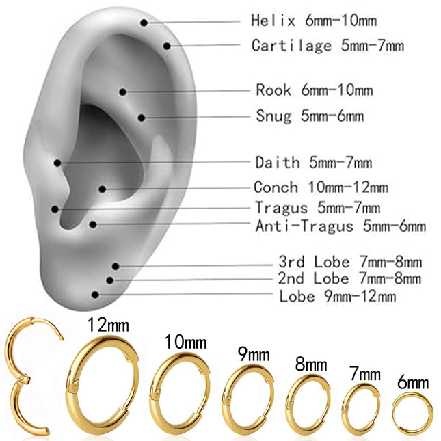 6mm 14K Gold Plated Huggie Hoop Earrings - side view