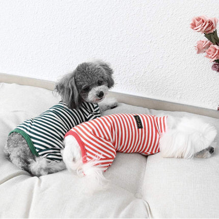 Soft Cotton Striped Dog Pajamas for Small Dogs, Cats, and Puppies, 2-Pack