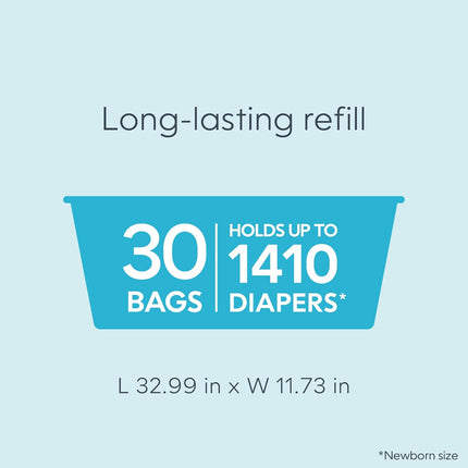 Easy Roll Diaper Pail Refill Bags | 30 Bags | Odor Control