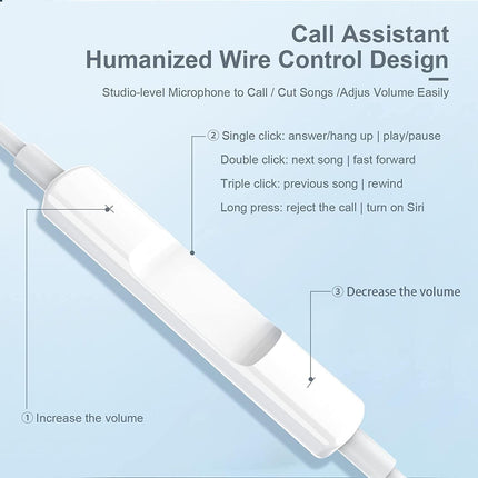 Wired Phone Earbuds with Mic and Volume Control