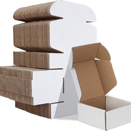4 x 4 x 2 Inch White Corrugated Shipping Boxes, Set of 100