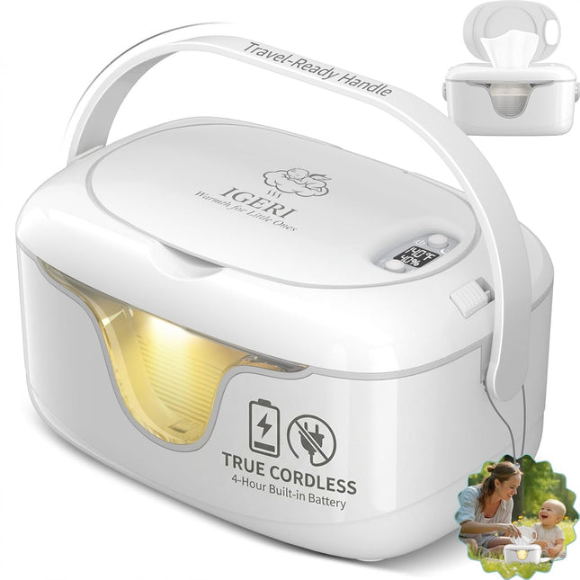 Portable Baby Wipe Warmer - Cordless Rechargeable Wet Wipes Dispenser for Travel