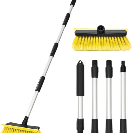 56-Inch Long Handle Car Wash Brush with Soft Bristle and Squeegee