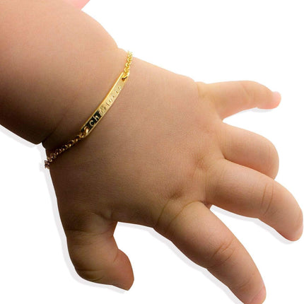 Personalized Gold Plated Baby Name Bar ID Bracelet
