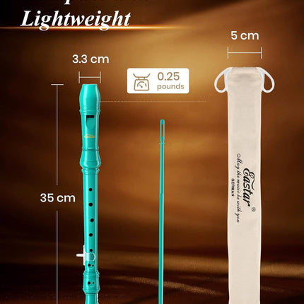 Sky Blue Soprano Recorder for Kids Beginners, German Fingering C Key, 3-Piece Set
