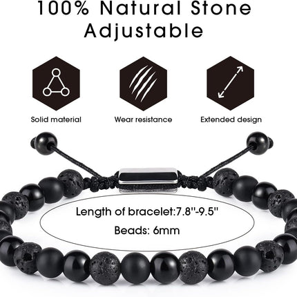 Black Beaded Bracelet Set for Men and Boys